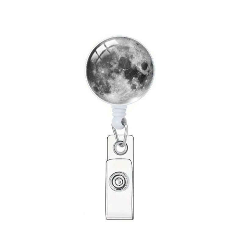 Wholesale Vast Starry Sky Moon Retractable Glass Keychain